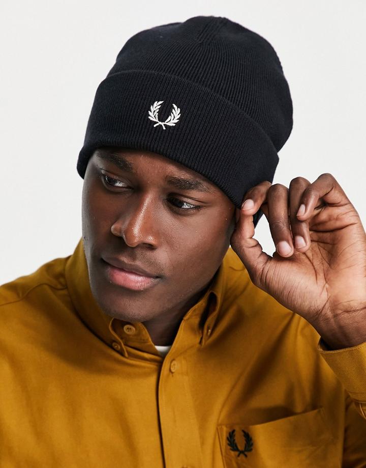 Fred Perry Merino Wool Beanie In Black
