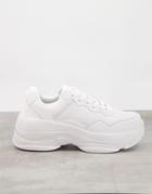 Truffle Collection Paneled Chunky Lace Up Sneakers In White