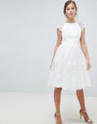 Chi Chi London Premium Lace Midi Dress-white