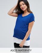 Asos Maternity Nursing T-shirt With Double Layer - Navy