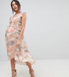 Hope & Ivy Maternity All Over Floral Printed Dress With Ruffle Trims - Multi