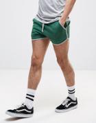 Asos Jersey Runner Short With Contrast Piping - Green