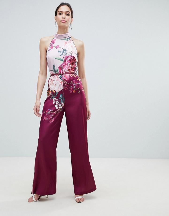 Ted Baker Halterneck Jumpsuit In Serenity Floral Print - Multi