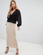 Boohoo Maxi Skirt In Nude - Beige