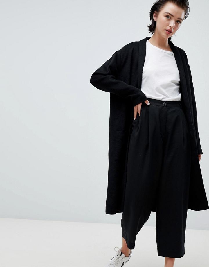 Weekday Drapey Knit Coat In Black - Black