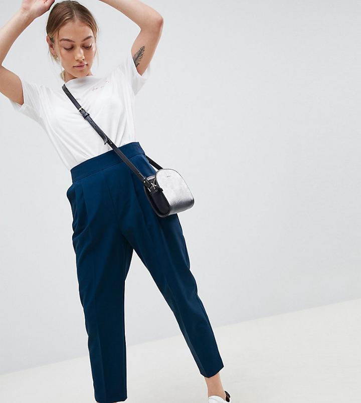 Asos Design Petite High Waist Tapered Pants - Gray