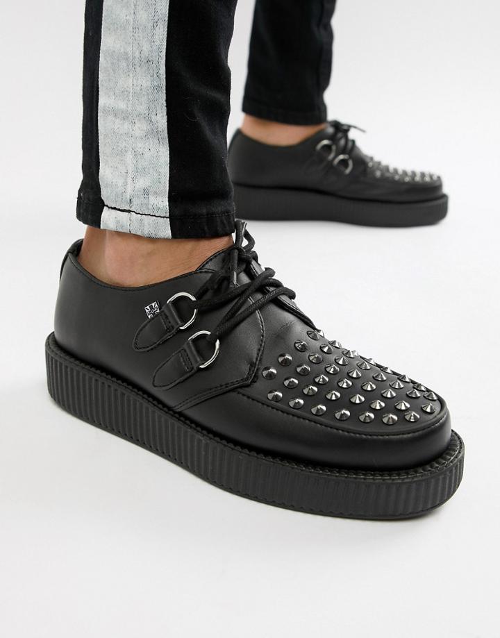T.u.k Vegan Platform Creepers With Stud Detail-black