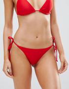 Missguided Tie Side Bikini Bottoms - Red