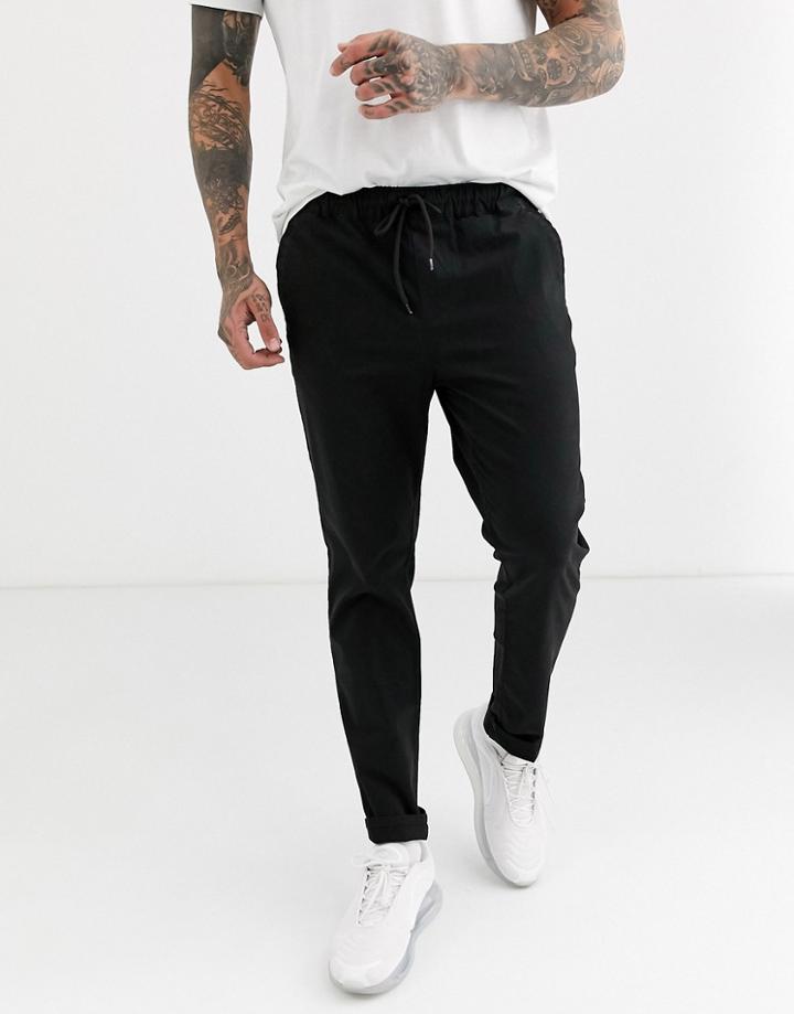 Asos Design Skinny Chinos With Elastic Waist In Black