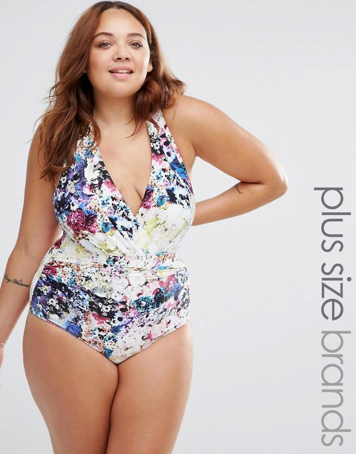 Robyn Lawley Wild Bouquet Plunge Swimsuit - Multi