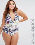 Robyn Lawley Wild Bouquet Plunge Swimsuit - Multi