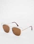 Asos Skelton Frame Cat Eye Sunglasses - Pale Gold