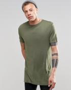 Asos Longline T-shirt In Bamboo Fabric With Heavy Wash - Four Leaf Clover