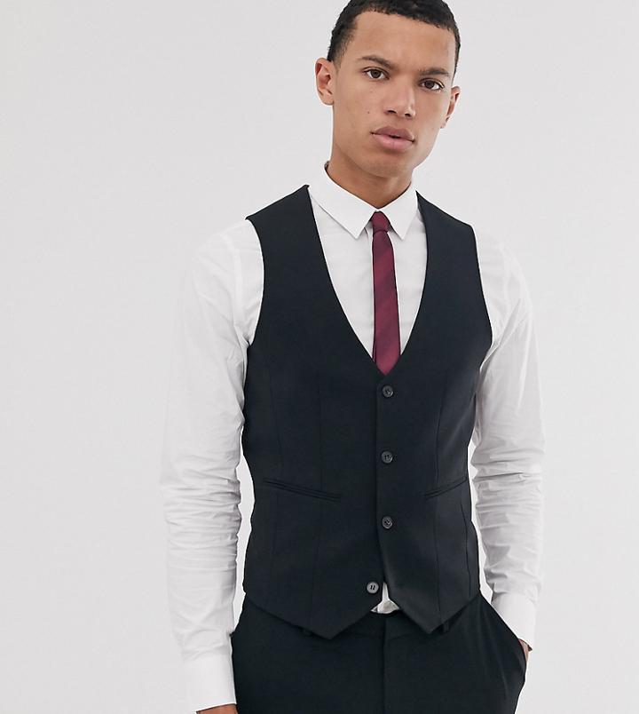 Asos Design Tall Super Skinny Suit Suit Vest In Black