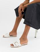 Asos White Clover Leather Flat Mules - White