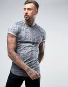 Religion Longline T-shirt With Roll Sleeve And All Over Print - Navy