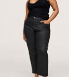 Mango Curve Coated Straight Leg Jeans In Black
