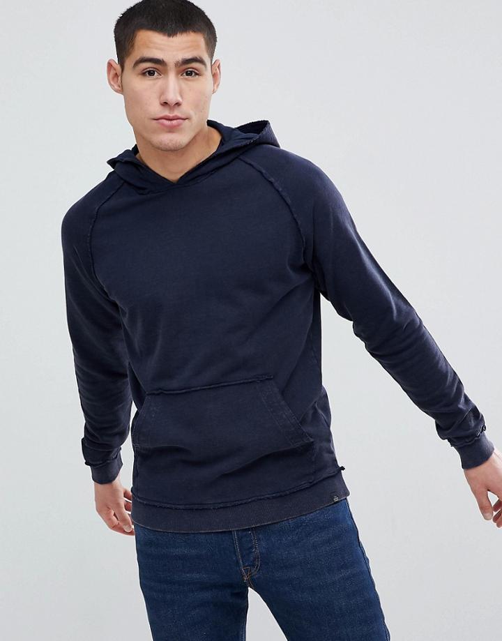 Jack & Jones Originals Acid Wash Hoodie-navy