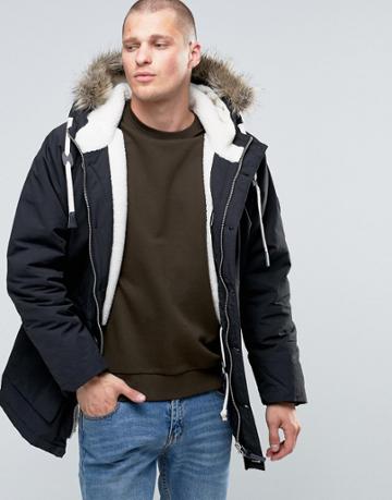 Fat Moose Fat Parka Detatchable Faux Fur Fleece Lined - Black
