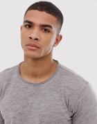 Only & Sons Slim Fit Raw Hem T-shirt In Light Marl Gray-pink