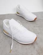 Asos Design Sneakers In White With Gold Detail