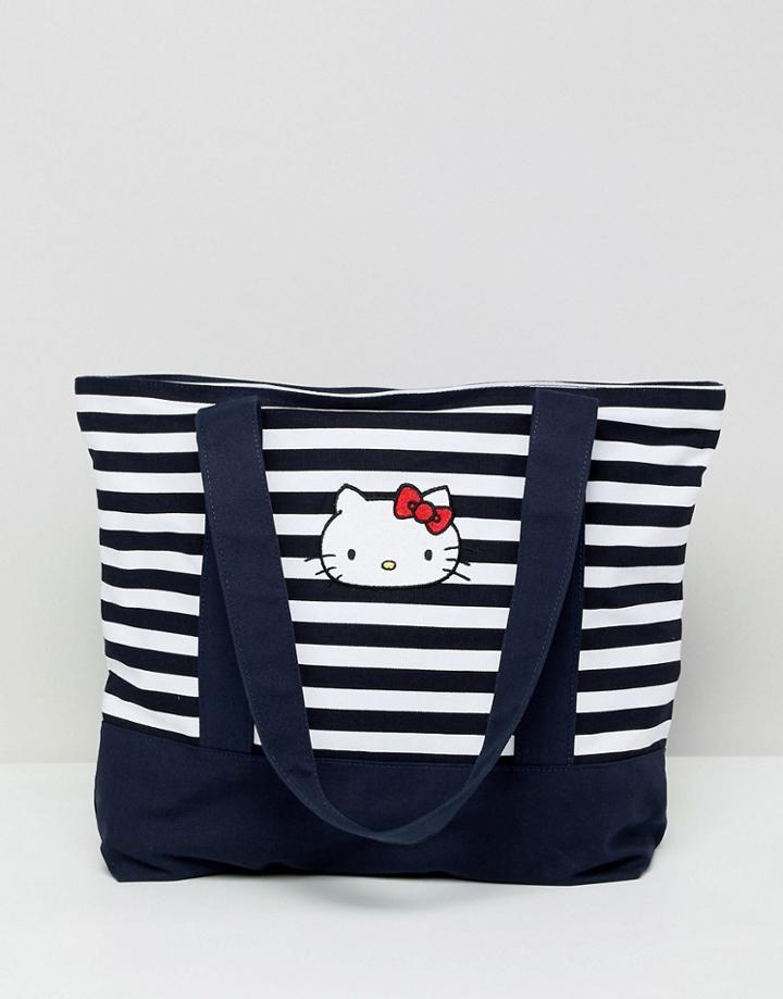 Hello Kitty X Asos Design Stripe Tote Bag With Embroidery Detail - Multi