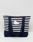 Hello Kitty X Asos Design Stripe Tote Bag With Embroidery Detail - Multi