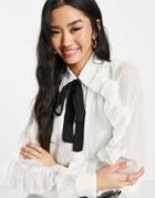 Vero Moda Frsh Pussybow Shirt In White
