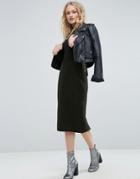 Asos Pencil Skirt In Quilted Velvet - Green