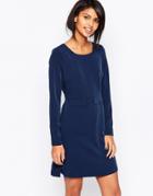 Vila Long Sleeve Shift Dress With Front Pockets - Total Eclipse