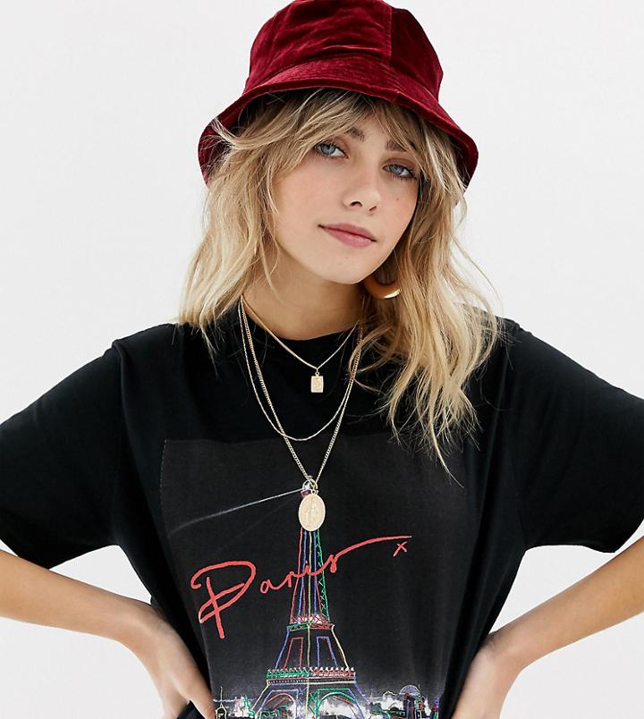 Reclaimed Vintage Inspired Bucket Hat In Velvet - Red