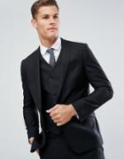 Asos Design Slim Suit Jacket In Black 100% Wool - Black