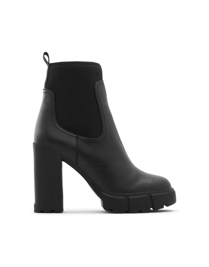 Aldo Bolder Leather Chunky Heeled Ankle Boots In Black