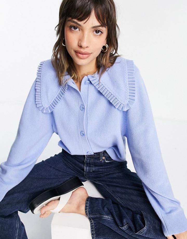 & Other Stories Oversized Collar Knitted Cardigan In Light Blue-blues