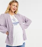 Pieces Maternity Cardigan With Big Buttons In Pastel Lilac-purple