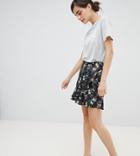 Oasis Floral Print Frill Front Mini Skirt-multi