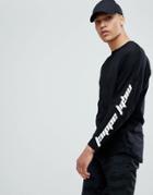 Night Addict Long Sleeve T-shirt With Sleeve Print - Black