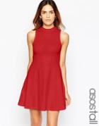 Asos Tall High Neck Empire Dress - Red