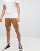 Asos Design Slim Chino Shorts In Camel - Brown