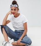 Asos Design Petite T-shirt With Perfectly Imperfect Print - White