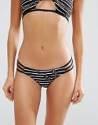 Asos Rope Stripe Print Cut Out Brazilian Bikini Bottom - Stripe Rope