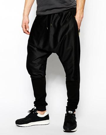 Asos Drop Crotch Sweatpants With Mesh Detail