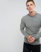 Asos Muscle Fit Long Sleeve Jersey Polo In Gray - Gray