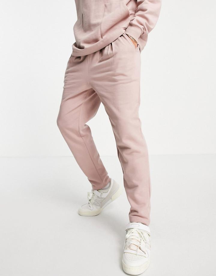 Asos Design Pleated Sweatpants In Pink - Part Of A Set