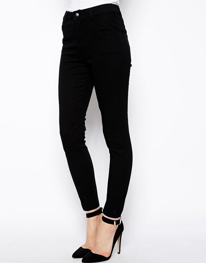 Asos Ankle Grazer Skinny Twill Pants In Black - Black