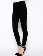 Asos Ankle Grazer Skinny Twill Pants In Black - Black