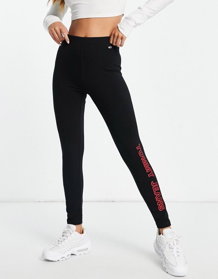 Tommy Jeans Logo Leggings In Black