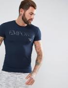 Emporio Armani Muscle Fit T-shirt In Marine With Metallic Logo - Navy