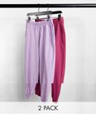 Asos Design Oversized Sweatpants In Purple/pink 2 Pack-multi