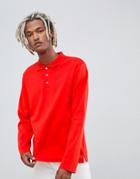 Weekday Long Sleeve Polo Top In Red - Red